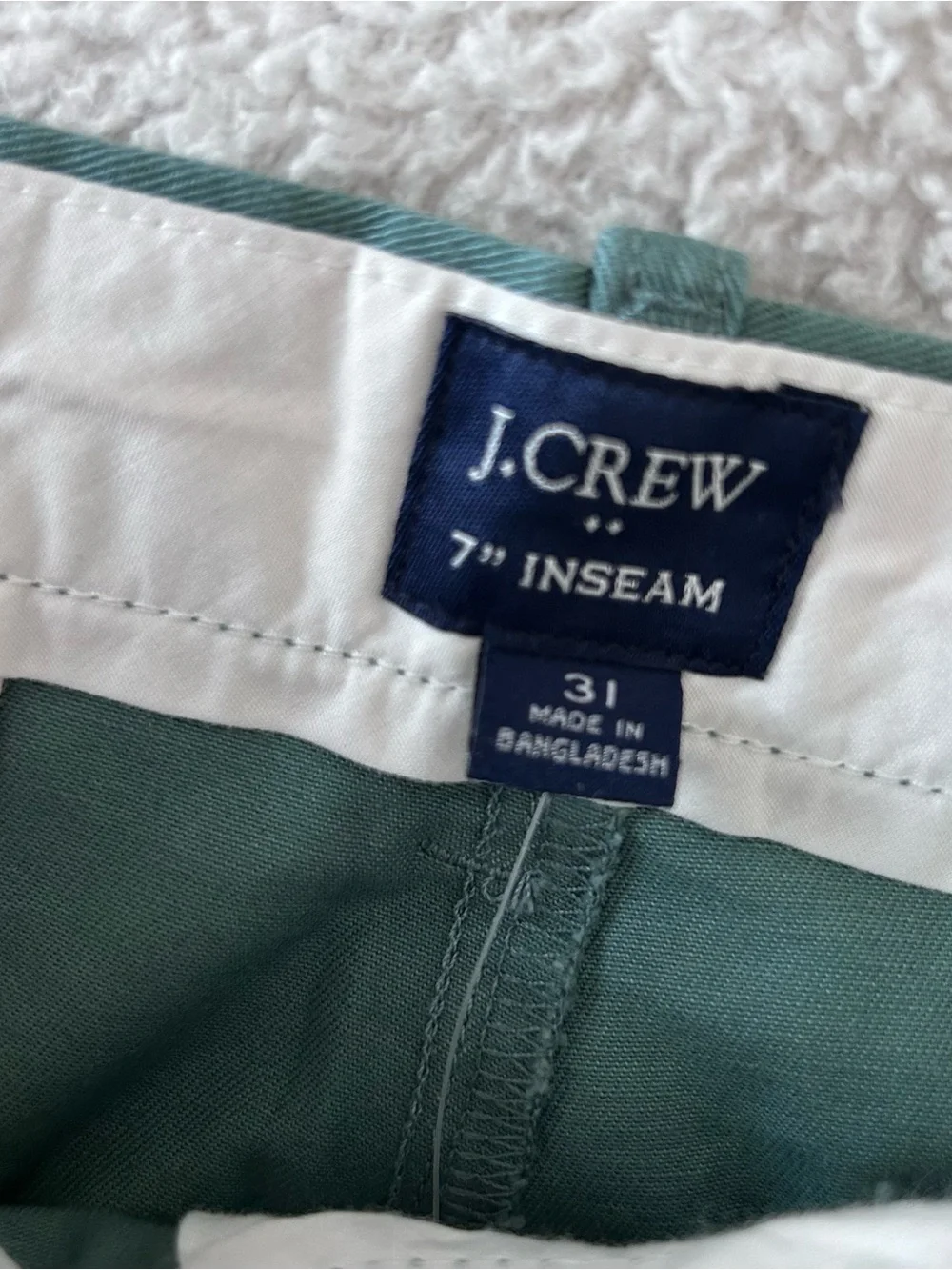 J.CREW Casual Chino Shorts Size 31 7” Inseam Green Style L0923 New